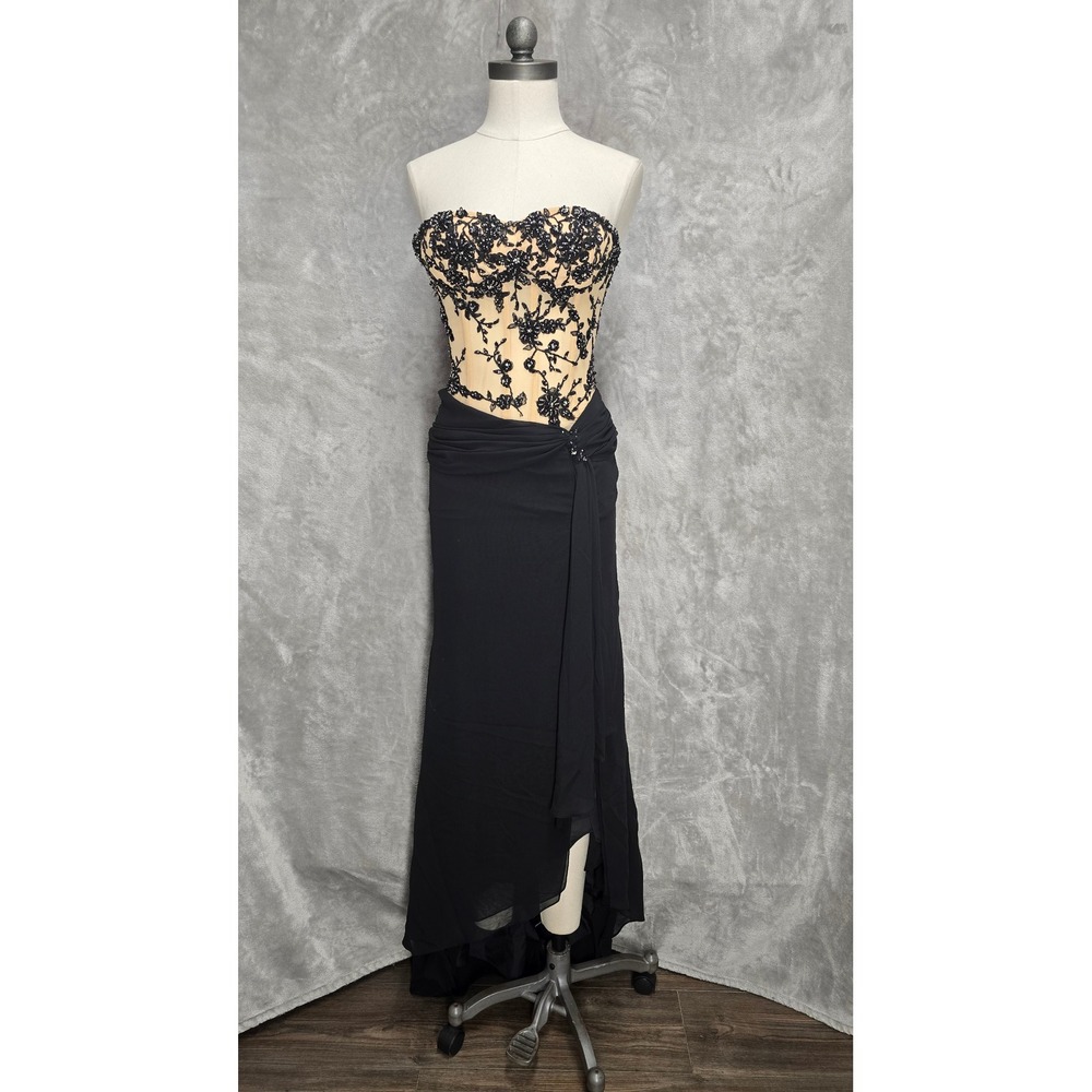 Vintage Beaded Corset Evening Gown Dress Sz 2 Whimsigoth Hoco Prom‎ Y2K Gothic